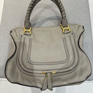 Gray Leather Tote Bag